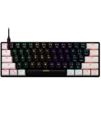 Gamdias Aura GK2 60% Tactile Red Switches Mechanical Gaming Keyboard (Black – White)