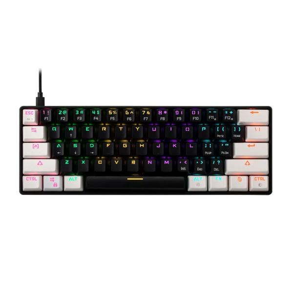 Gamdias Aura GK2 60% Tactile Red Switches Mechanical Gaming Keyboard (Black – White)