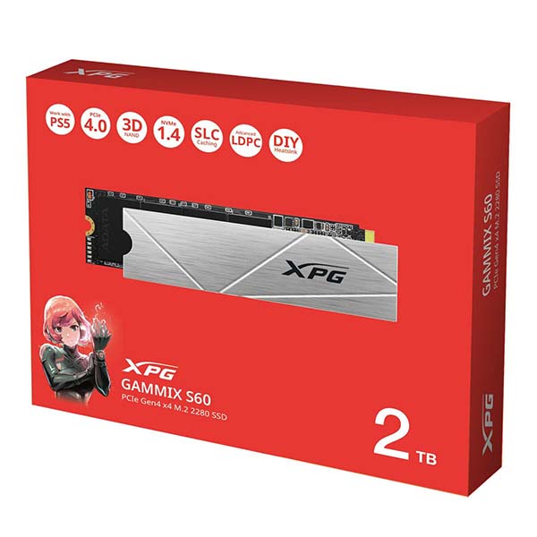 Adata XPG GAMMIX S60 2TB AGAMMIXS60-2T-CS NVMe M.2 2280 PCI-Express 4.0 Gen x4 SSD