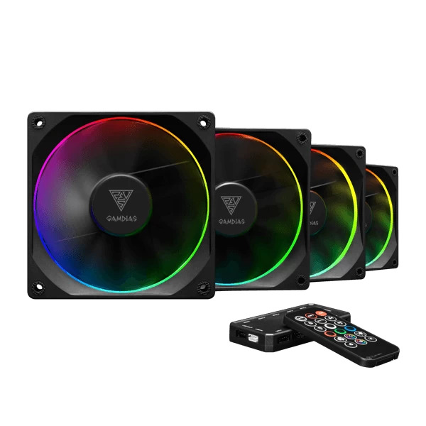 Gamdias Aeolus M3-1204R – 120mm PWM ARGB Cabinet Fan (Four Pack)