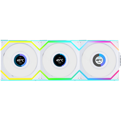 Lian Li 120mm UNI FAN SL Wireless LCD ARGB Case Fan (White, 3-Pack)