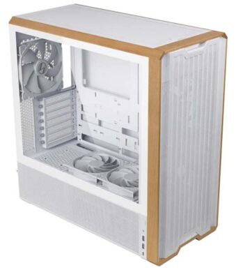 Lian Li LANCOOL 217 Genuine Walnut Wood Mid-Tower ATX PC Case (White)