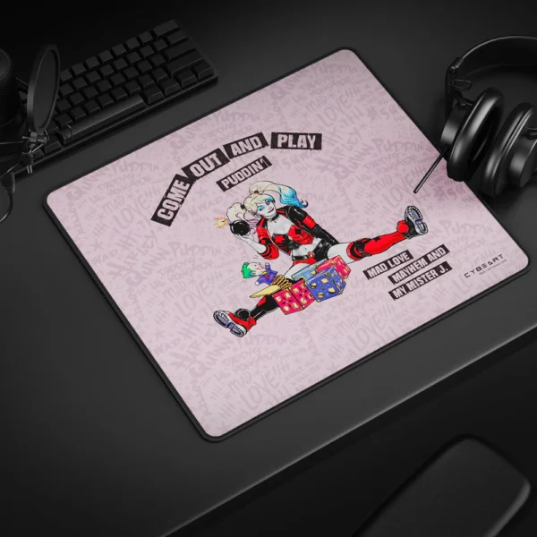 Cybeart | Harley Quinn Gaming Mouse Pad (Large - 450x400x4mm) | Waterproof, Never Slip Base, Stitched Edges, Esports Grade - Image 2
