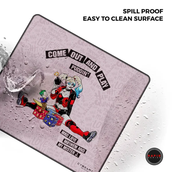Cybeart | Harley Quinn Gaming Mouse Pad (Large - 450x400x4mm) | Waterproof, Never Slip Base, Stitched Edges, Esports Grade - Image 4