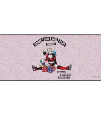 Cybeart | Harley Quinn Gaming Desk Mat (XXL - 900x400x4mm) | Waterproof, Never Slip Base, Stitched Edges, Esports Grade