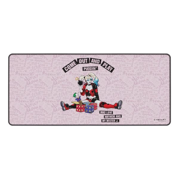 Cybeart | Harley Quinn Gaming Desk Mat (XXL - 900x400x4mm) | Waterproof, Never Slip Base, Stitched Edges, Esports Grade