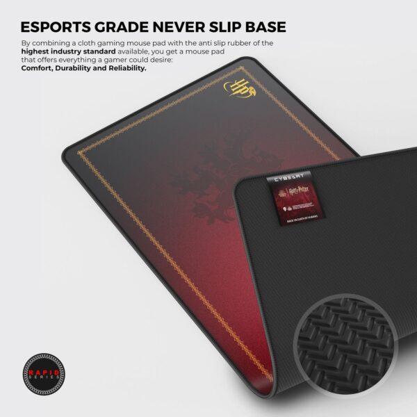 Cybeart | Gryffindor Classic Gaming Desk Mat (XXL - 900x400x4mm) | Waterproof, Never Slip Base, Stitched Edges, Esports Grade - Image 3