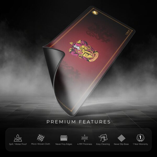 Cybeart | Gryffindor Classic Gaming Desk Mat (XXL - 900x400x4mm) | Waterproof, Never Slip Base, Stitched Edges, Esports Grade - Image 8