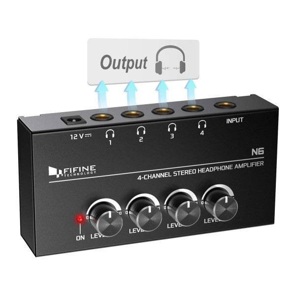 Fifine N6 – Headphone Amplifier With Stereo Output And Individual Volume Controls