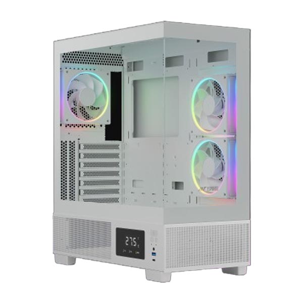 Ant Esports Crystal X3 LCD ARGB ATX Mid Tower Case (White)