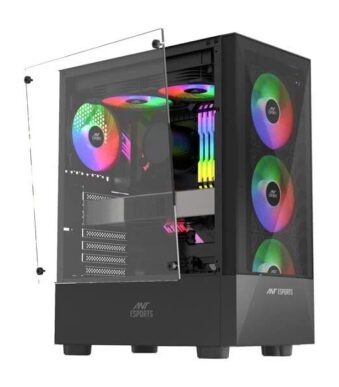 Ant Esports ICE-100 Auto RGB (ATX) Mid Tower Cabinet (Black)