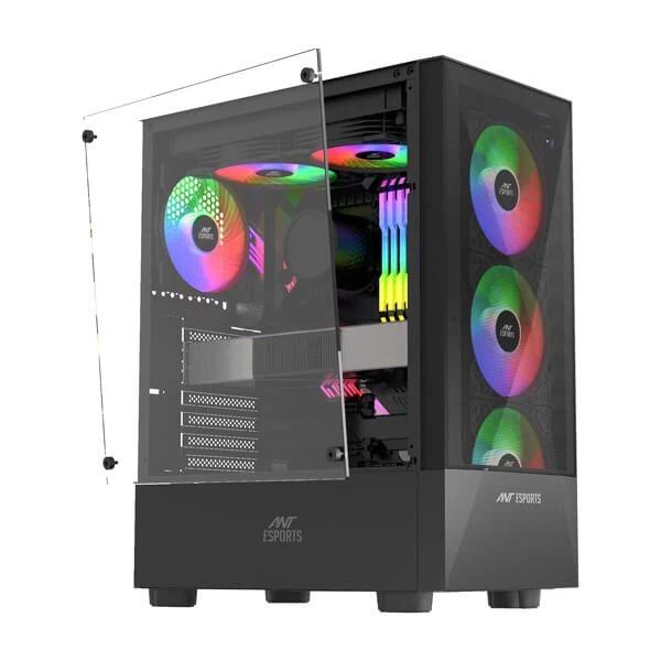 Ant Esports ICE-100 Auto RGB (ATX) Mid Tower Cabinet (Black)