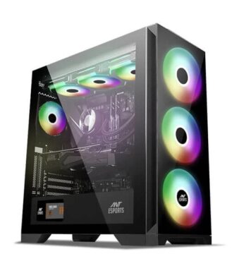 Ant Esports ICE-590TG ARGB (E-ATX) Mid Tower Cabinet (Black)