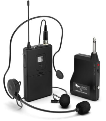 FIFINE Wireless Microphone System, Wireless Microphone Set with Headset/Lavalier Lapel Mics (K037B)