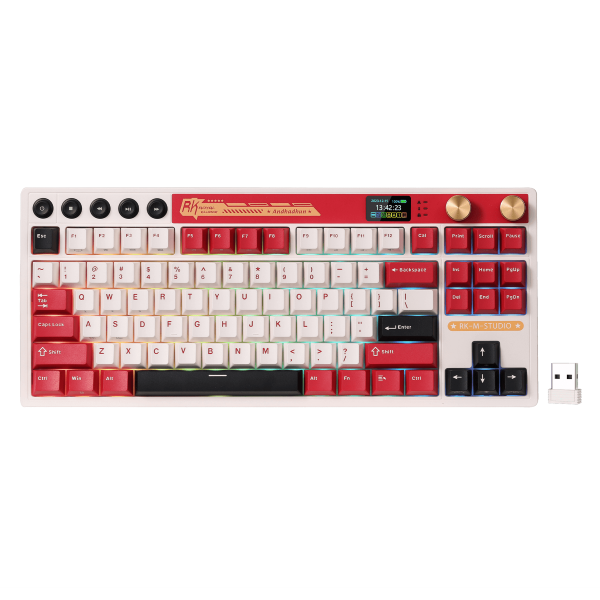 RK ROYAL KLUDGE M87 Wireless Gaming Keyboard RED Famicom Beige Switch