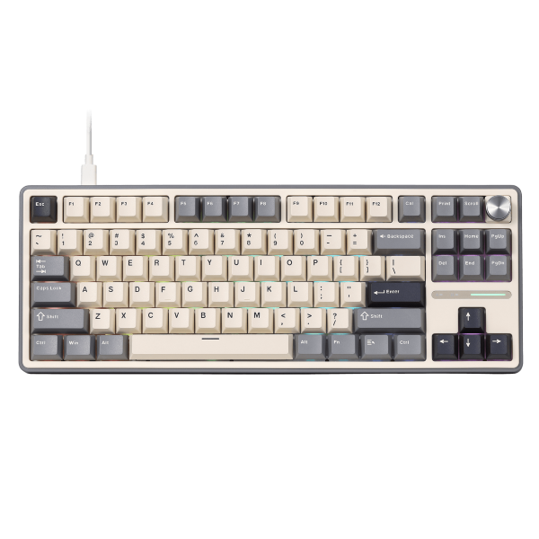 RK ROYAL KLUDGE R87 Pro Wired Mechanical Keyboard with Hot Swappable Knob 75% RGB Backlit Gaming Keyboard – Creamy Switch