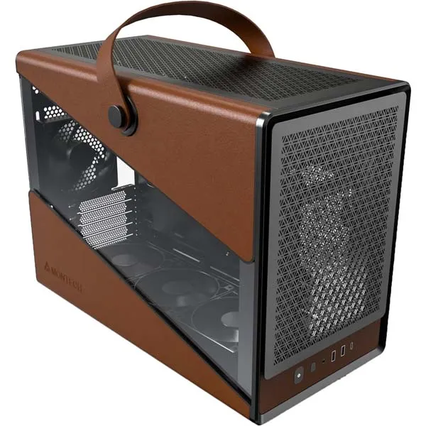 MONTECH Heritage PRO mATX Compact Leather Gaming Chassis with Signature Handle Design (Black)
