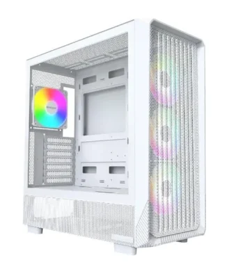 Montech X5 ARGB carbon fiber Print ATX Gaming Case – White