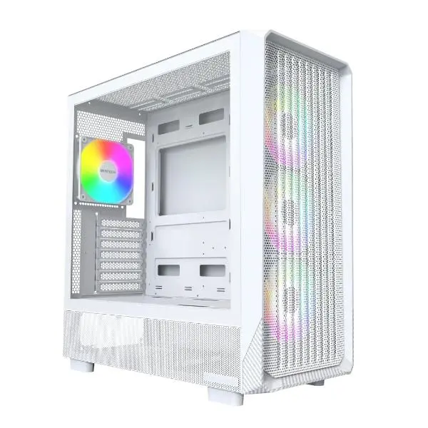 Montech X5 ARGB carbon fiber Print ATX Gaming Case – White