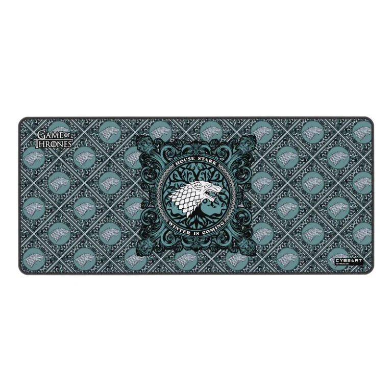 Cybeart | House Stark Gaming Desk Mat (XXL – 900x400x4mm) | Waterproof, Never Slip Base, Stitched Edges, Esports Grade