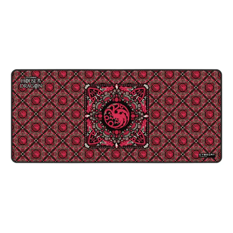 Cybeart | House Targaryen Gaming Desk Mat (XXL – 900x400x4mm) | Waterproof, Never Slip Base, Stitched Edges, Esports Grade