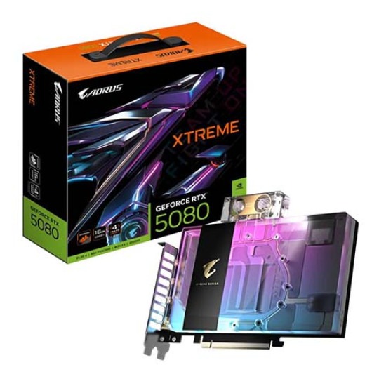 Gigabyte AORUS GeForce RTX 5080 XTREME WATERFORCE WB 16GB GDDR7 Graphics Card (GV-N5080AORUSX WB-16GD)
