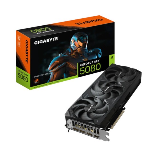 Gigabyte GeForce RTX 5080 Windforce SFF 16GB GDDR7 Graphics Card (GV-N5080WF3-16GD)