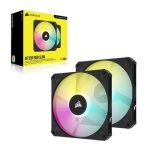 Corsair iCUE AF120 RGB SLIM 120mm PWM Fluid Dynamic Bearing Fan Black Twin Pack (CO-9050163-WW) - Image 2