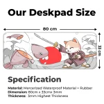Japanese Cat - White - E-XL Mousepad - Image 2