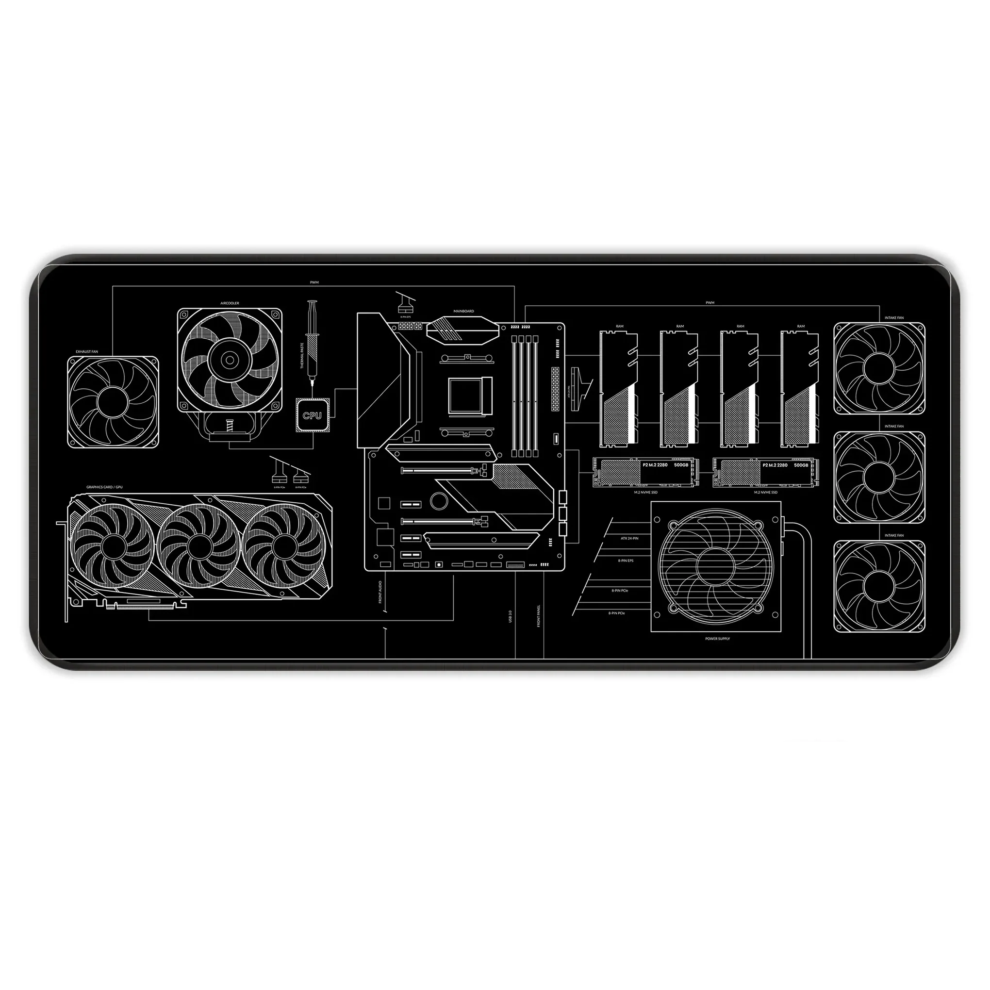 TM_SAMA_370_00010-30.png PC Building Guide - Black - E-XL Mousepad - Image 1