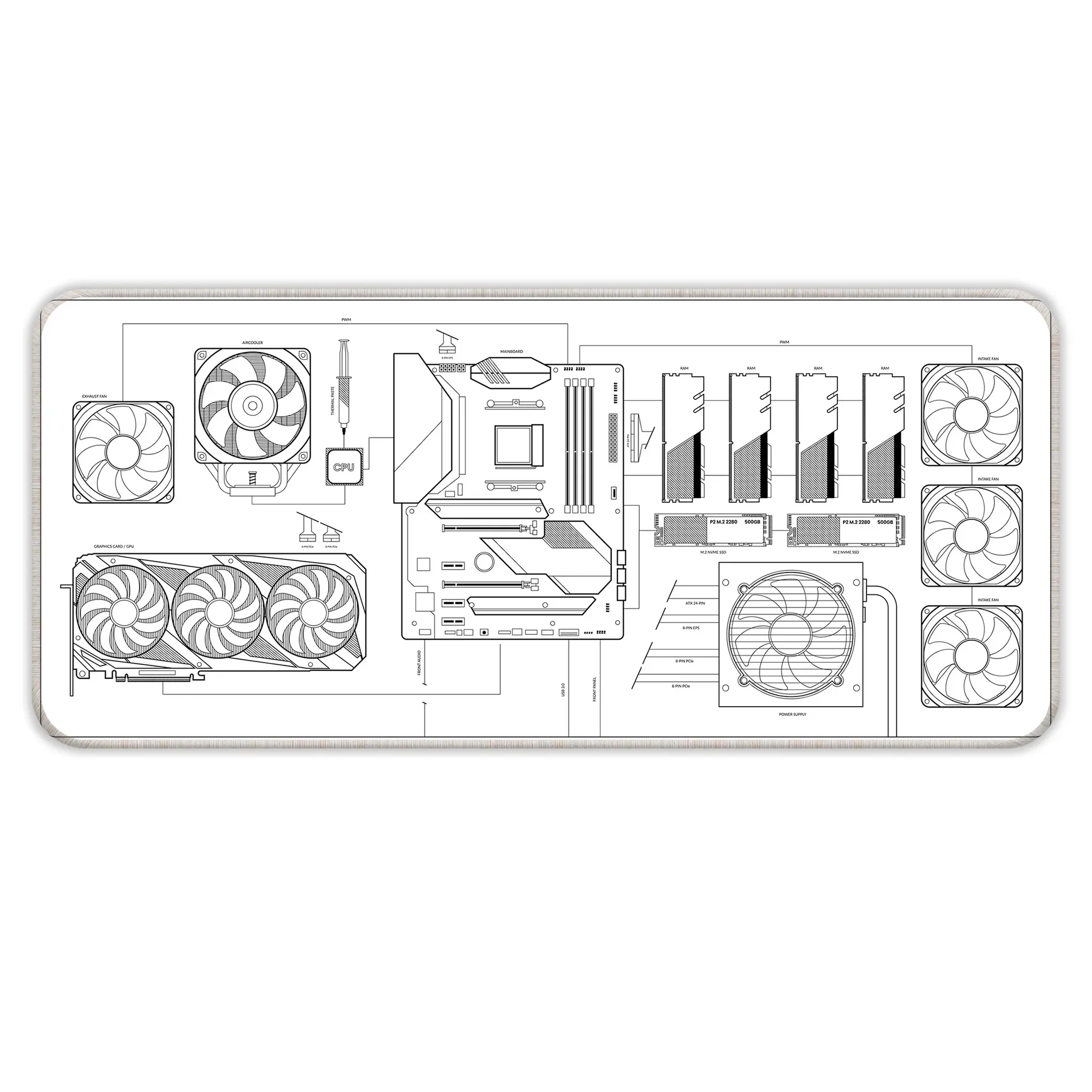 TM_SAMA_370_00010-31.png PC Building Guide - White - E-XL Mousepad - Image 1