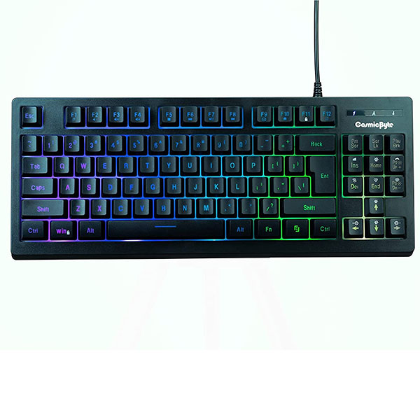 Cosmic Byte CB-GK-22 Veritas TKL Membrane Keyboard with RGB LED, Double Shot Keycaps and Sonic Spectrum