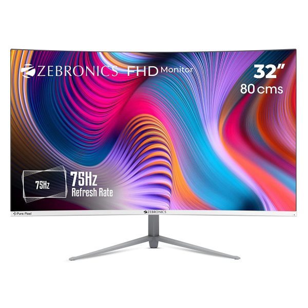 ZEBRONICS Zeb-AC32FHD LED Curved 75Hz 80Cm (32") (81.28 Cm) 1920x1080 Pixels FHD Resolution Monitor (Black)