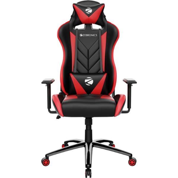 Zebronics-ZEB-GC2000-1.jpg Zebronics ZEB-GC2000 Premium Gaming Chair with 3D Armrest, 90-180 Degree Backrest, Neck & Lumbar Cushion, Adjustable Height, 360 Swivels & Casters