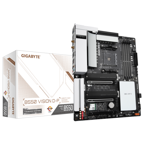 Gigabyte-B550-VISION-D-P-rev.-1.x-AM4-ATX-Motherboard-e1708321388596.png Gigabyte B550 VISION D-P (rev. 1.x) AM4 ATX Motherboard - Image 1