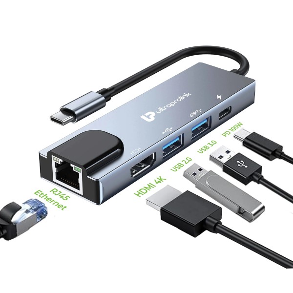 Hero_image_3-Custom.jpeg Ultraprolink Smart Hub 5 USB Type C 5 in 1 Docking Station UL1207 - Image 1