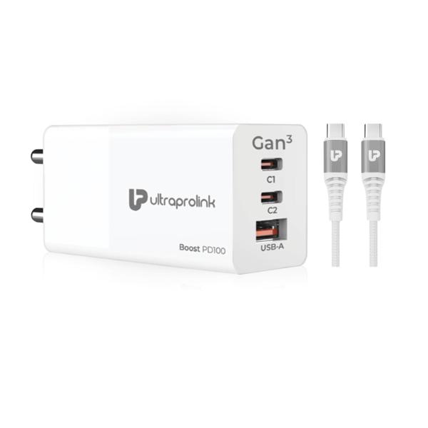 UltraProlink-Boost-PD-100-1.jpg UltraProlink Boost PD 100 3 USB Ports 100W GaN Travel Charger UM1184C - Image 1