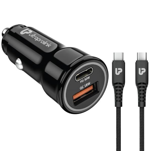 UltraProlink-Mach-48-UM1157C.jpg UltraProlink Mach 48 PD/QC3.0/PPS Car Charger (48W) with 1m C2C Cable (UM1157C) - Image 1