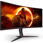 AOC CU34G2XP/BK 34 Inch Gaming Monitor Ultra QHD, 1440p, 180Hz, 1.0ms GTG, HDR 400, Ergonomic, Wide Angle 178° Curved, Height Adjustable, VESA Certified Display Ideal for Multitasking Monitor for PC - Image 3