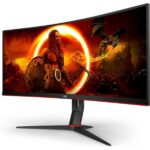 AOC CU34G2XP/BK 34 Inch Gaming Monitor Ultra QHD, 1440p, 180Hz, 1.0ms GTG, HDR 400, Ergonomic, Wide Angle 178° Curved, Height Adjustable, VESA Certified Display Ideal for Multitasking Monitor for PC - Image 2