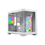 Metta Monk Seafrost Curved Glass Gaming Cabinet - White