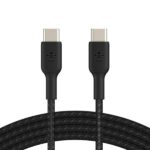 Belkin USB-IF Certified Braided 60 W USB-C to USB-C (Type C) Charge cable, 6.6 Feet / 2 Meter, Black