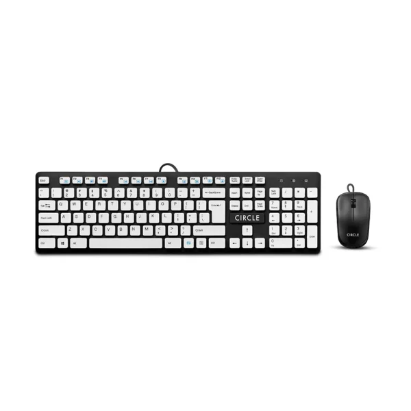 Circle C43 Slim Multimedia Wired Keyboard & Mouse Combo - White