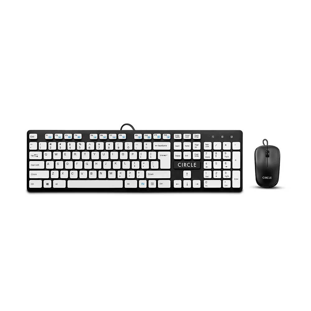C43SlimMultimedia_White_front_881f6316-9500-4dee-ba14-e15c2ced7ffb.webp Circle C43 Slim Multimedia Wired Keyboard & Mouse Combo - White - Image 1