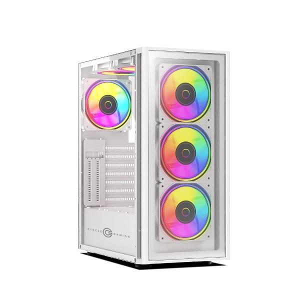 Circle-Elegantor-X5-1.jpg Circle Elegantor X5 ARGB Mid-Tower Computer Case Gaming Cabinet - White - Image 1