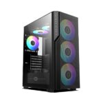 Circle Eliminator X5 Black Mid Tower Computer Case | Gaming Cabinet - Black | Support ATX, M-ATX, ITX | Pre- Installed 3 x 140mm Front and 1 x 120mm Rear ARGB Fans