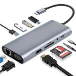 HAMMOK Magic 11 in 1 USB C HUB, USB C Adapter 11 in 1 Dongle with 4K HDMI, VGA, Type C PD, USB3.0/2.0, RJ45 Ethernet, SD/TF Card Reader, 3.5mm AUX, Docking Station Compatible for Type C Laptop Device - Image 2