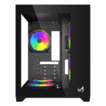 ICEMASTER Dynamite Mid-Tower Computer Case/Gaming Cabinet | Supports Micro-ATX, Mini-ITX | Pre-Installed 2 Side Fans, 1 Rear ARGB Fan & 2 Bottom Fans (Black)