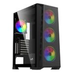 ICEMASTER Frosty Computer Case/Gaming Cabinet| Supports ATX, Micro-ATX, ITX, Motherboard | Pre- Installed 4 x 120mm ARGB Fans (Black)