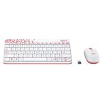 Logitech MK240 Nano Wireless USB Keyboard and Mouse Combo (White/Vivid Red)